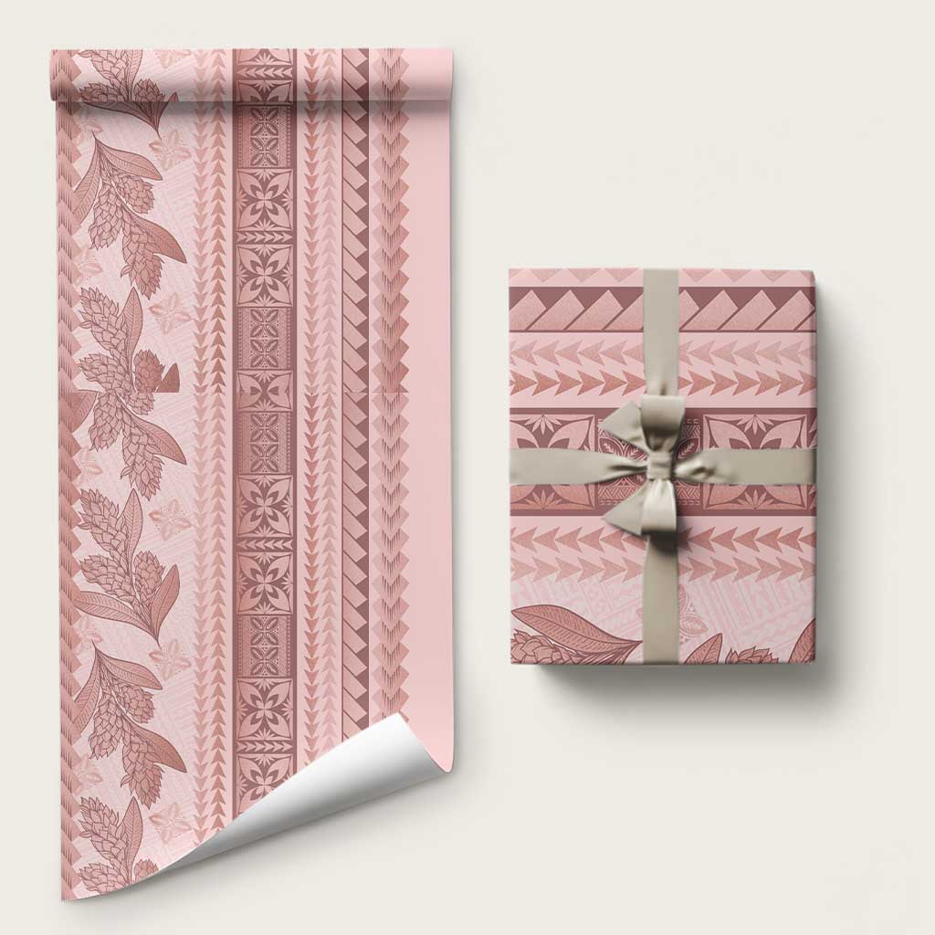 Pastel Pink Samoa Siapo Teuila Flowers Wrapping Paper - Polynesian Pride