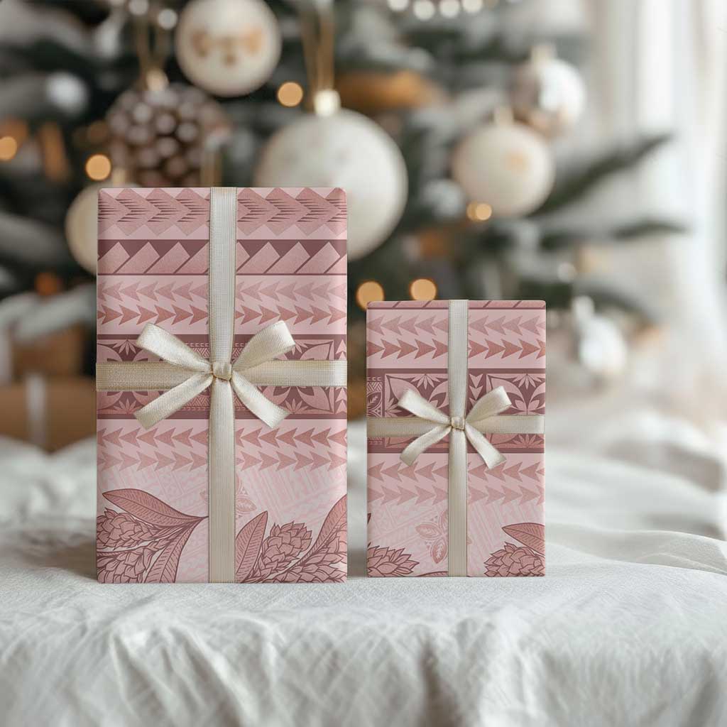 Pastel Pink Samoa Siapo Teuila Flowers Wrapping Paper - Polynesian Pride