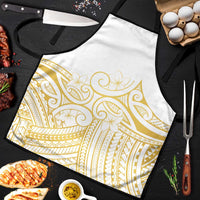 Polynesia White Sunday Apron Plumeria Polynesian Tribal Gold Color - Polynesian Pride