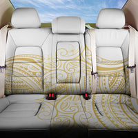 Polynesia White Sunday Back Car Seat Cover Plumeria Polynesian Tribal Gold Color - Polynesian Pride