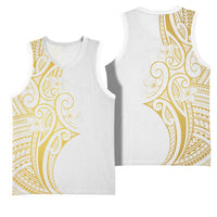 Polynesia White Sunday Basketball Jersey Plumeria Polynesian Tribal Gold Color - Polynesian Pride