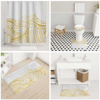 Polynesia White Sunday Bathroom Set Plumeria Polynesian Tribal Gold Color - Polynesian Pride