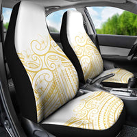 Polynesia White Sunday Car Seat Cover Plumeria Polynesian Tribal Gold Color - Polynesian Pride