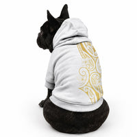 Polynesia White Sunday Pet Hoodie Plumeria Polynesian Tribal Gold Color
