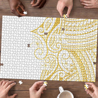 Polynesia White Sunday Puzzle Plumeria Polynesian Tribal Gold Color - Polynesian Pride