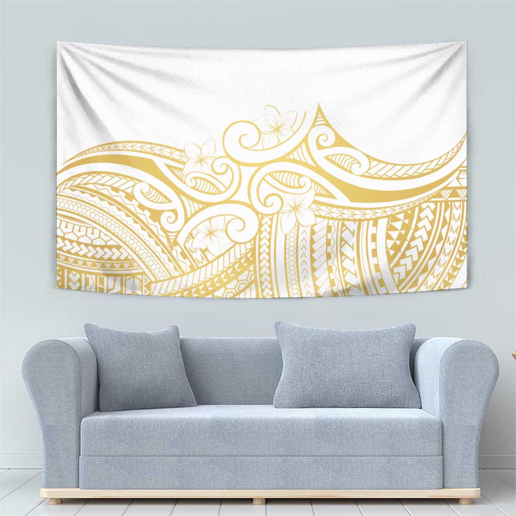 Polynesia White Sunday Tapestry Plumeria Polynesian Tribal Gold Color - Polynesian Pride