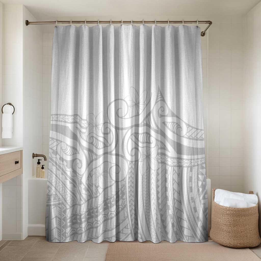 Polynesia White Sunday Bathroom Set Plumeria Polynesian Tribal Grey Color - Polynesian Pride