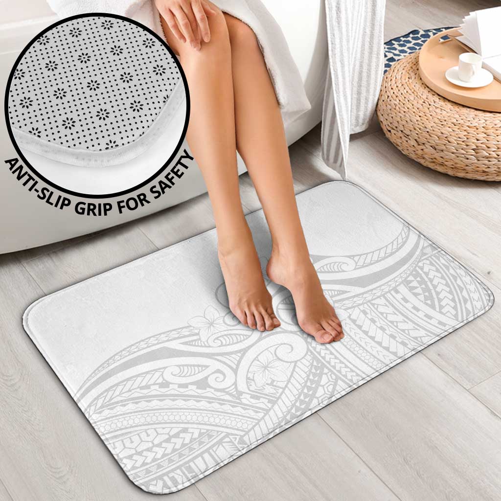 Polynesia White Sunday Bathroom Set Plumeria Polynesian Tribal Grey Color - Polynesian Pride