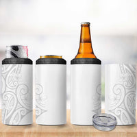 Polynesia White Sunday 4 in 1 Can Cooler Tumbler Plumeria Polynesian Tribal Grey Color - Polynesian Pride