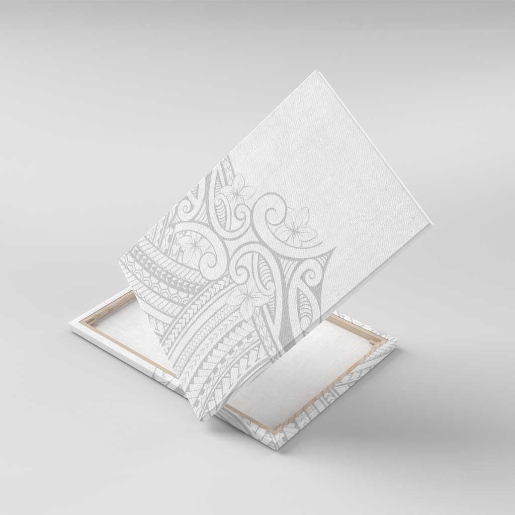 Polynesia White Sunday Canvas Wall Art Plumeria Polynesian Tribal Grey Color - Polynesian Pride