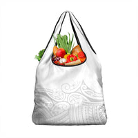 Polynesia White Sunday Grocery Bag Plumeria Polynesian Tribal Grey Color - Polynesian Pride