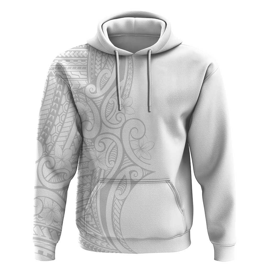 Polynesia White Sunday Hoodie Plumeria Polynesian Tribal Grey Color - Polynesian Pride