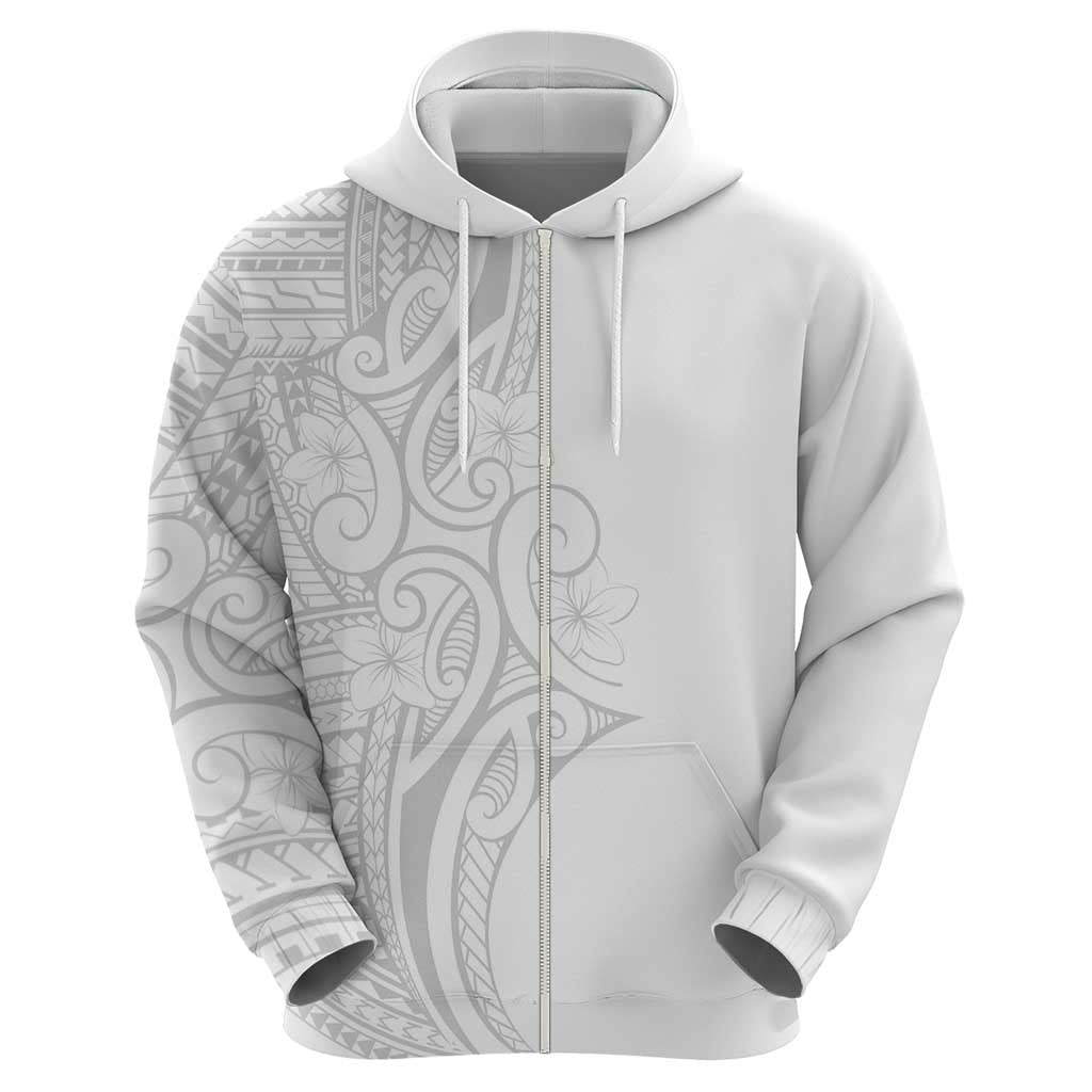 Polynesia White Sunday Hoodie Plumeria Polynesian Tribal Grey Color - Polynesian Pride