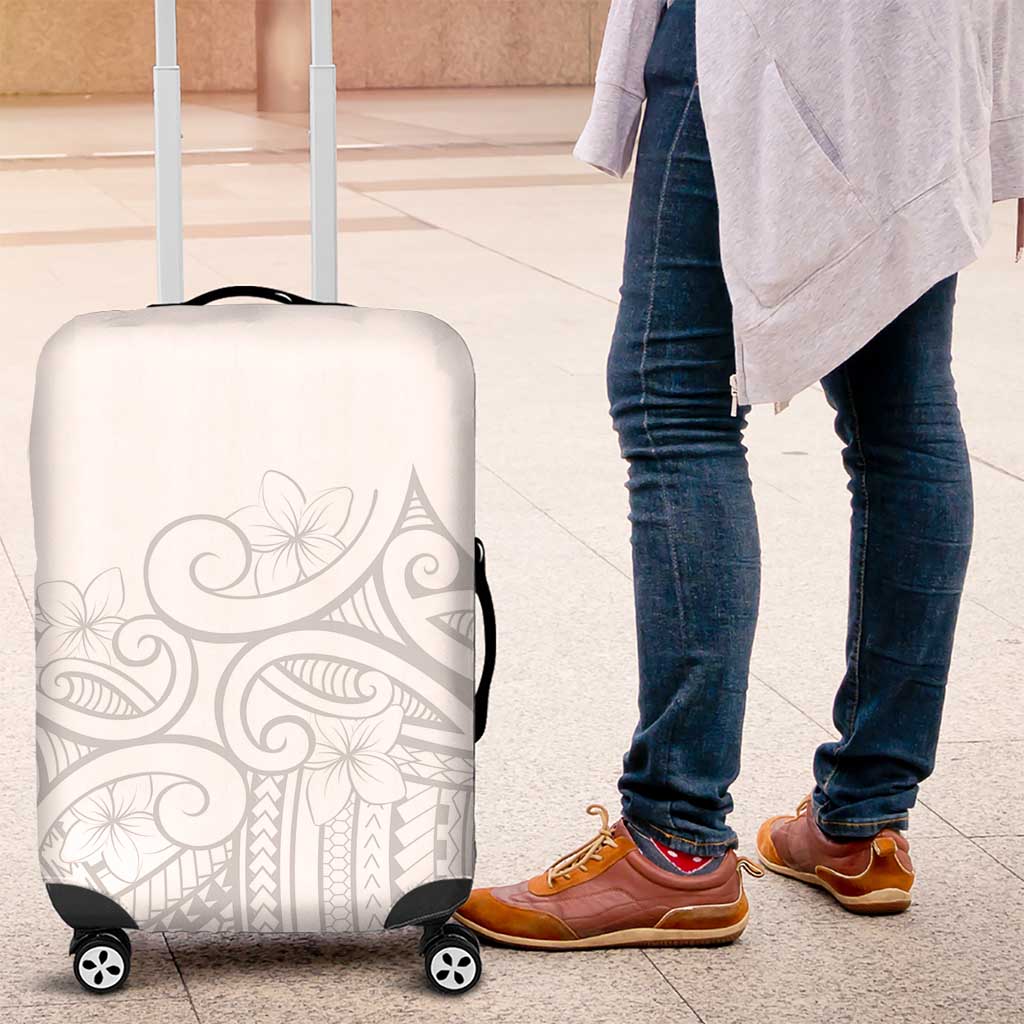 Polynesia White Sunday Luggage Cover Plumeria Polynesian Tribal Grey Color - Polynesian Pride