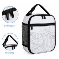 Polynesia White Sunday Lunch Bag Plumeria Polynesian Tribal Grey Color