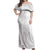Polynesia White Sunday Off Shoulder Maxi Dress Plumeria Polynesian Tribal Grey Color - Polynesian Pride