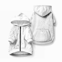 Polynesia White Sunday Pet Hoodie Plumeria Polynesian Tribal Grey Color