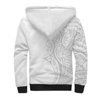 Polynesia White Sunday Sherpa Hoodie Plumeria Polynesian Tribal Grey Color - Polynesian Pride