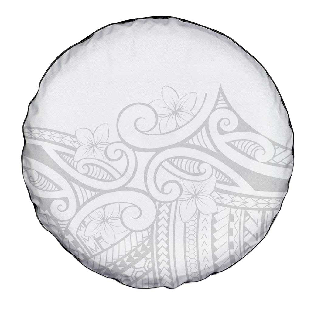 Polynesia White Sunday Spare Tire Cover Plumeria Polynesian Tribal Grey Color - Polynesian Pride