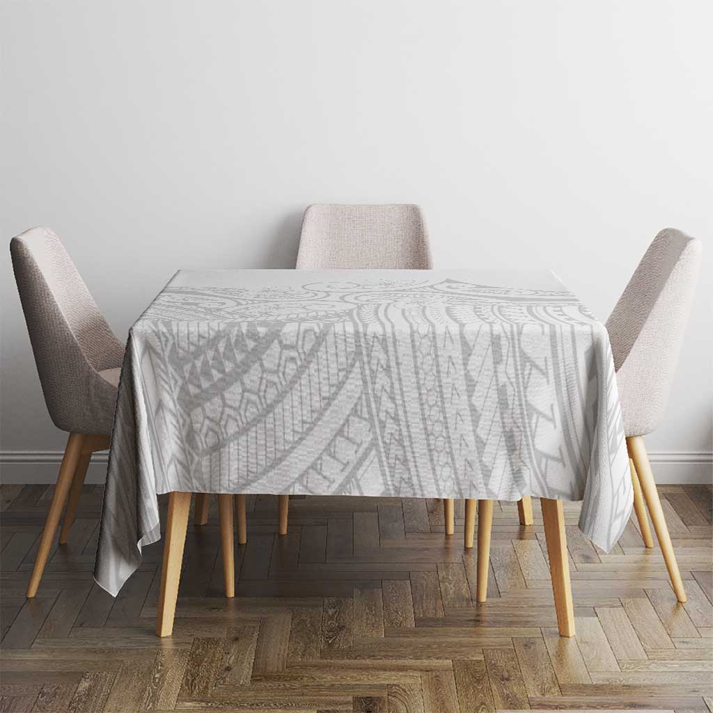 Polynesia White Sunday Tablecloth Plumeria Polynesian Tribal Grey Color - Polynesian Pride
