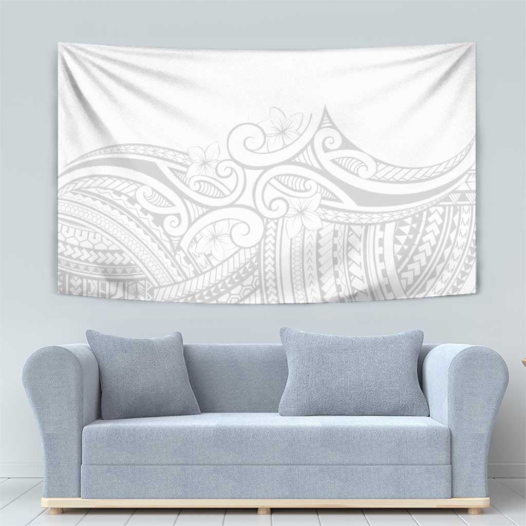 Polynesia White Sunday Tapestry Plumeria Polynesian Tribal Grey Color - Polynesian Pride