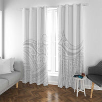 Polynesia White Sunday Window Curtain Plumeria Polynesian Tribal Grey Color - Polynesian Pride