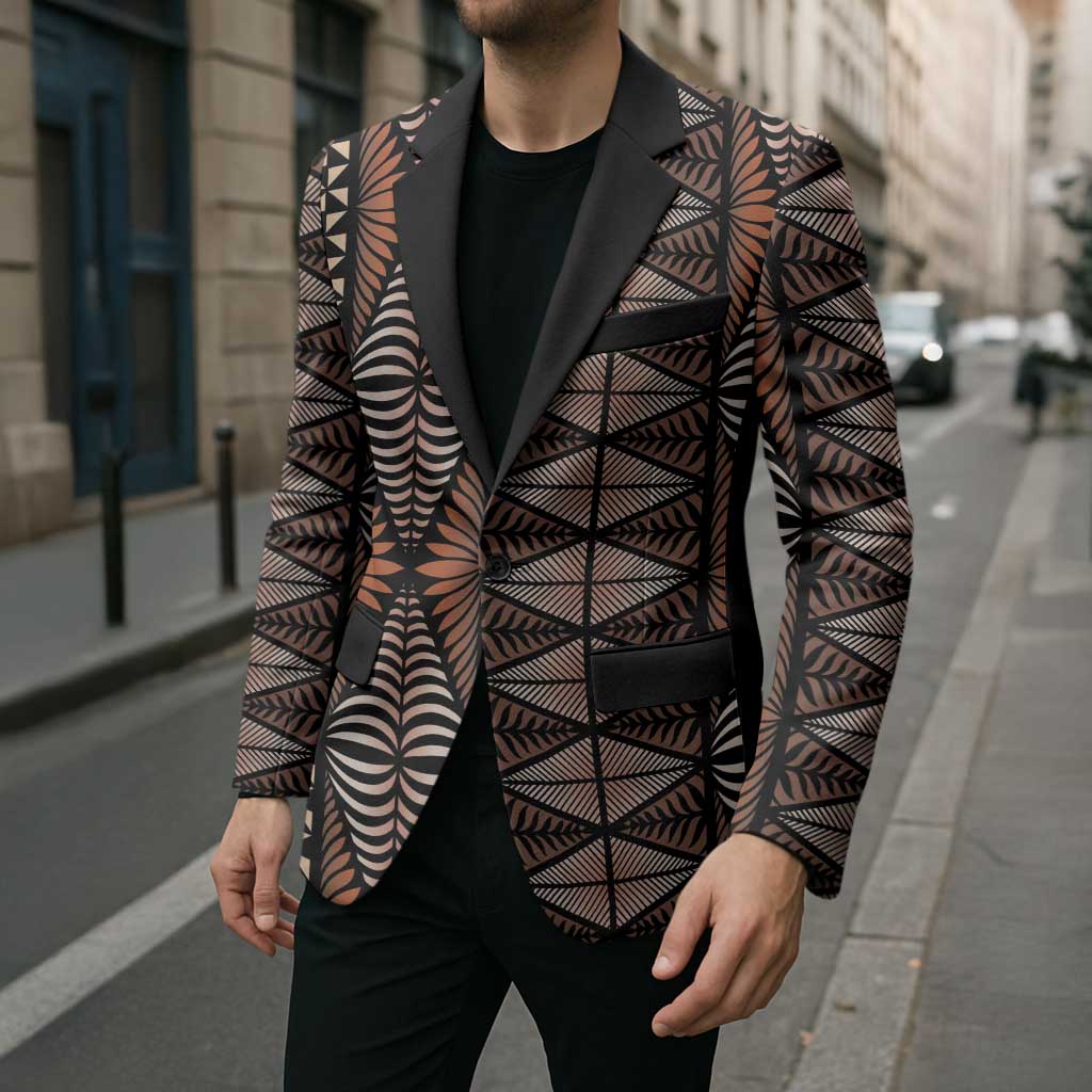 Malo e lelei Tonga Blazer Tongan Ngatu Vintage Brown LT14 - Polynesian Pride