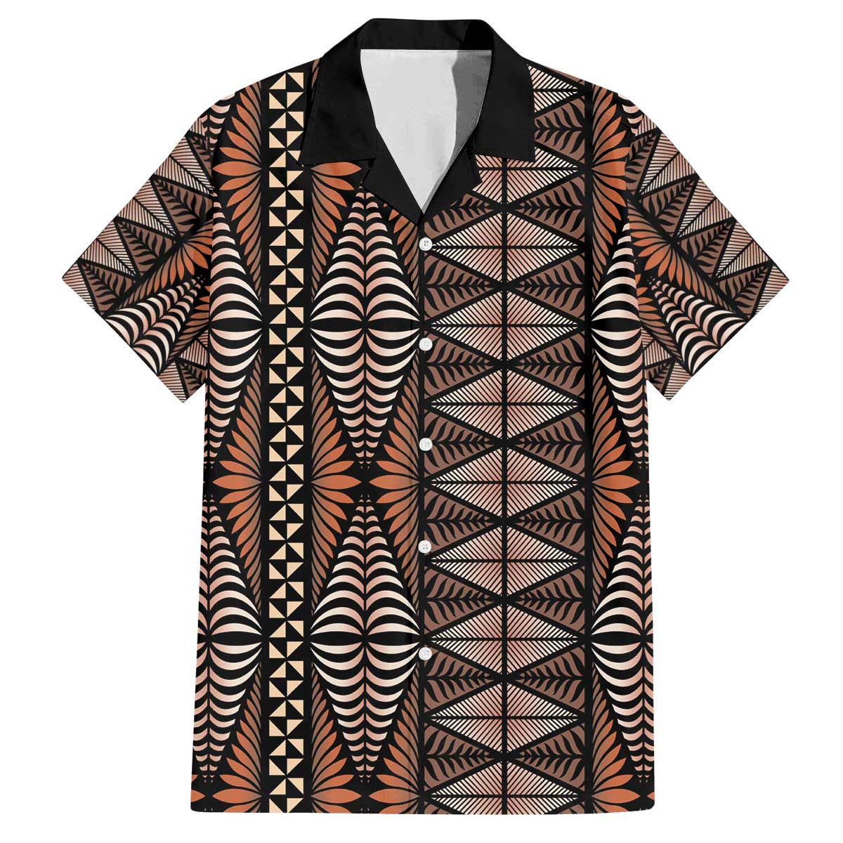 Malo e lelei Tonga Family Matching Off The Shoulder Long Sleeve Dress and Hawaiian Shirt Tongan Ngatu Vintage Brown - Polynesian Pride