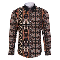 Malo e lelei Tonga Family Matching Off The Shoulder Long Sleeve Dress and Hawaiian Shirt Tongan Ngatu Vintage Brown - Polynesian Pride