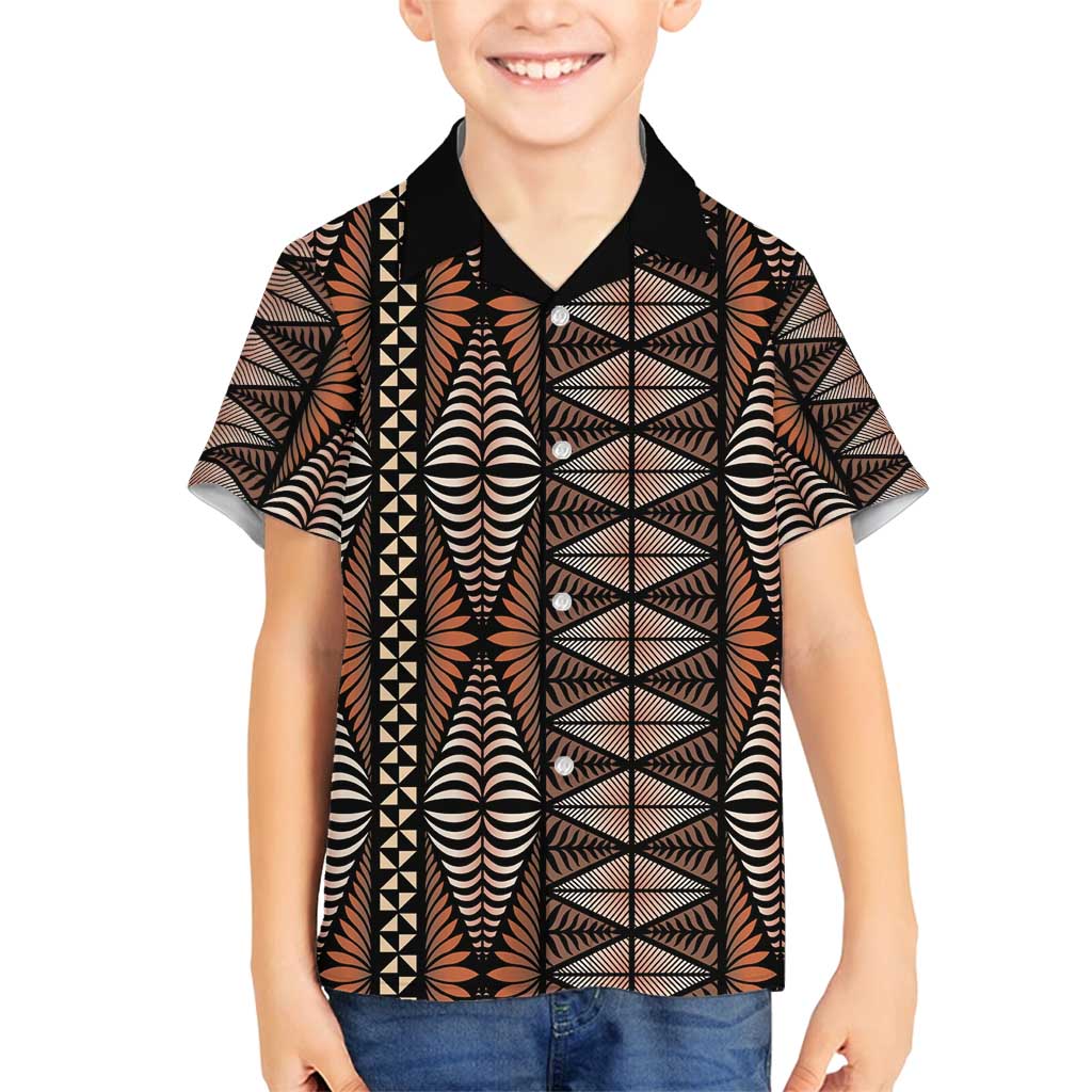 Malo e lelei Tonga Family Matching Puletasi and Hawaiian Shirt Tongan Ngatu Vintage Brown - Polynesian Pride