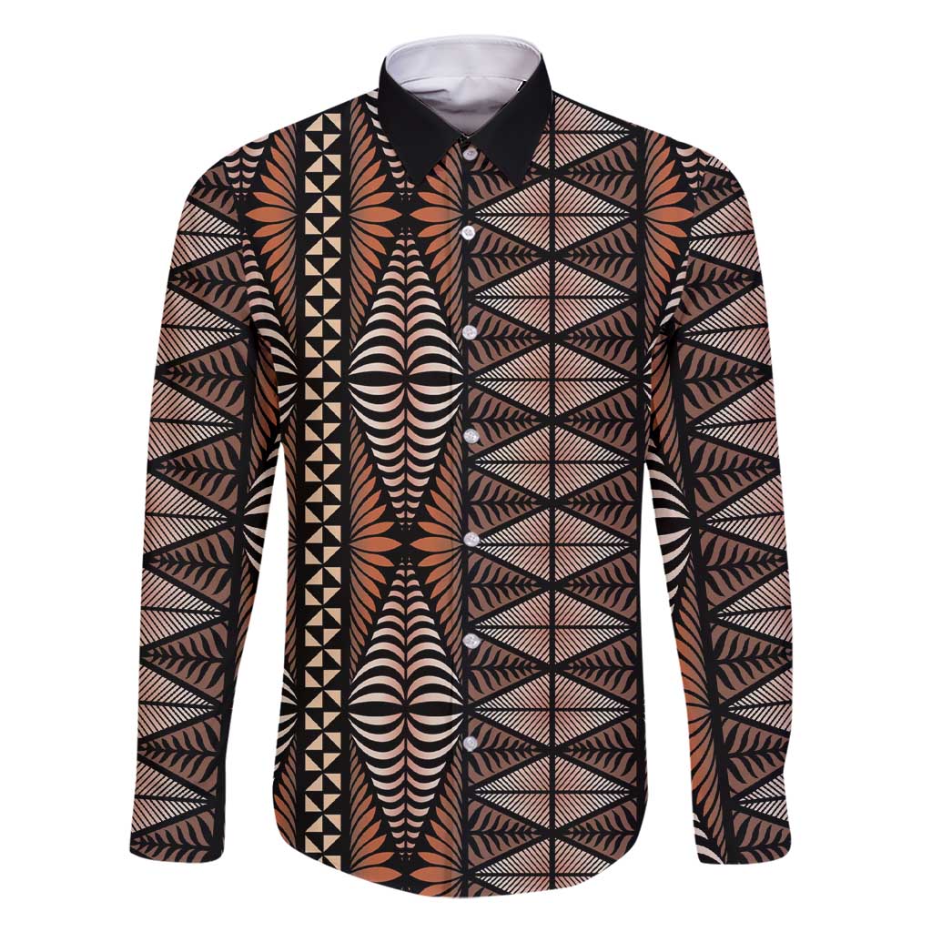 Malo e lelei Tonga Family Matching Short Sleeve Bodycon Dress and Hawaiian Shirt Tongan Ngatu Vintage Brown - Polynesian Pride