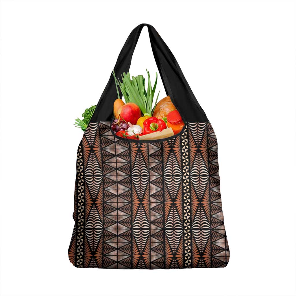 Malo e lelei Tonga Grocery Bag Tongan Ngatu Vintage Brown - Polynesian Pride