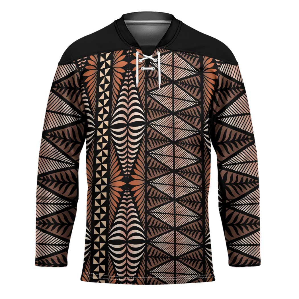 Malo e lelei Tonga Hockey Jersey Tongan Ngatu Vintage Brown LT14 Unisex Brown - Polynesian Pride
