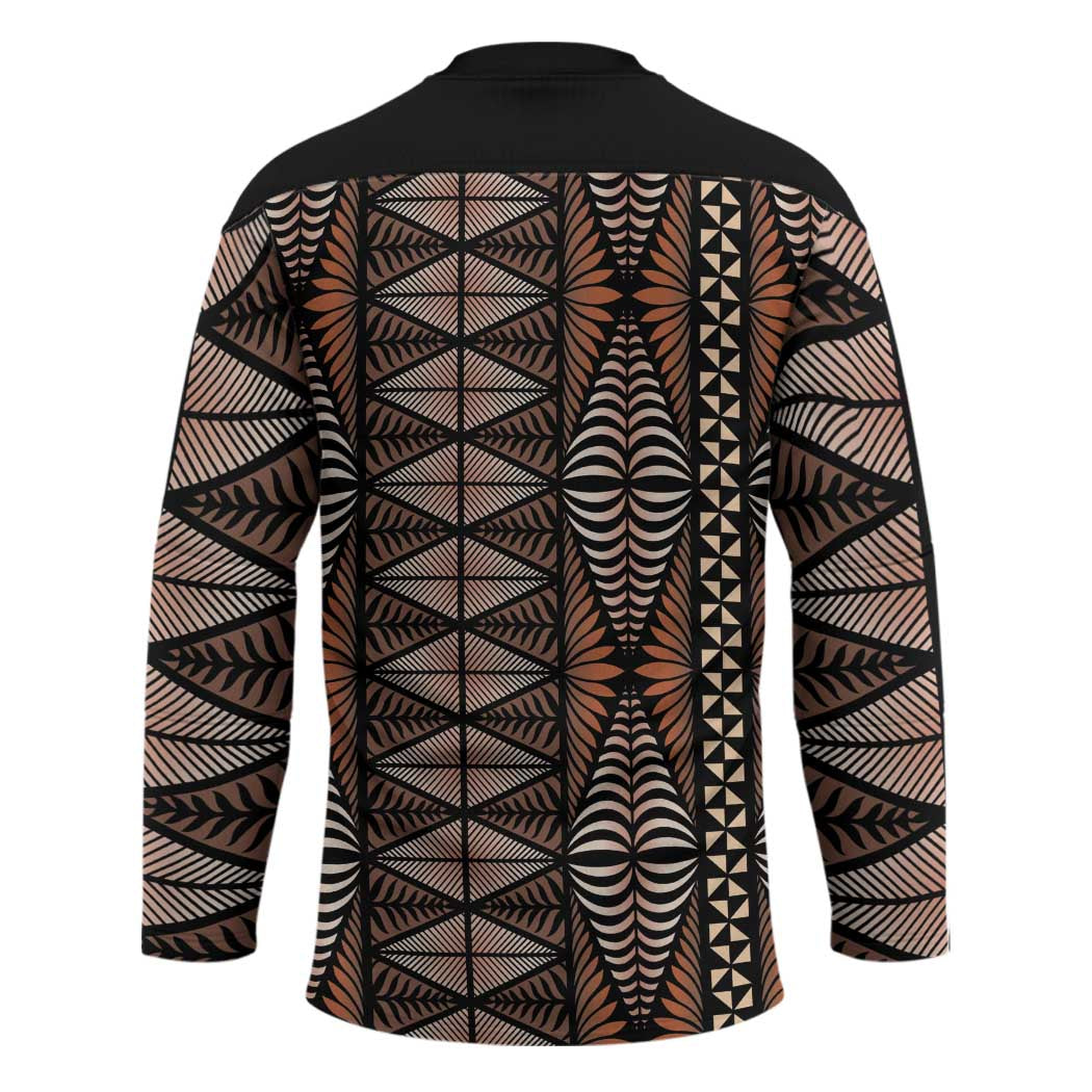 Malo e lelei Tonga Hockey Jersey Tongan Ngatu Vintage Brown LT14 - Polynesian Pride