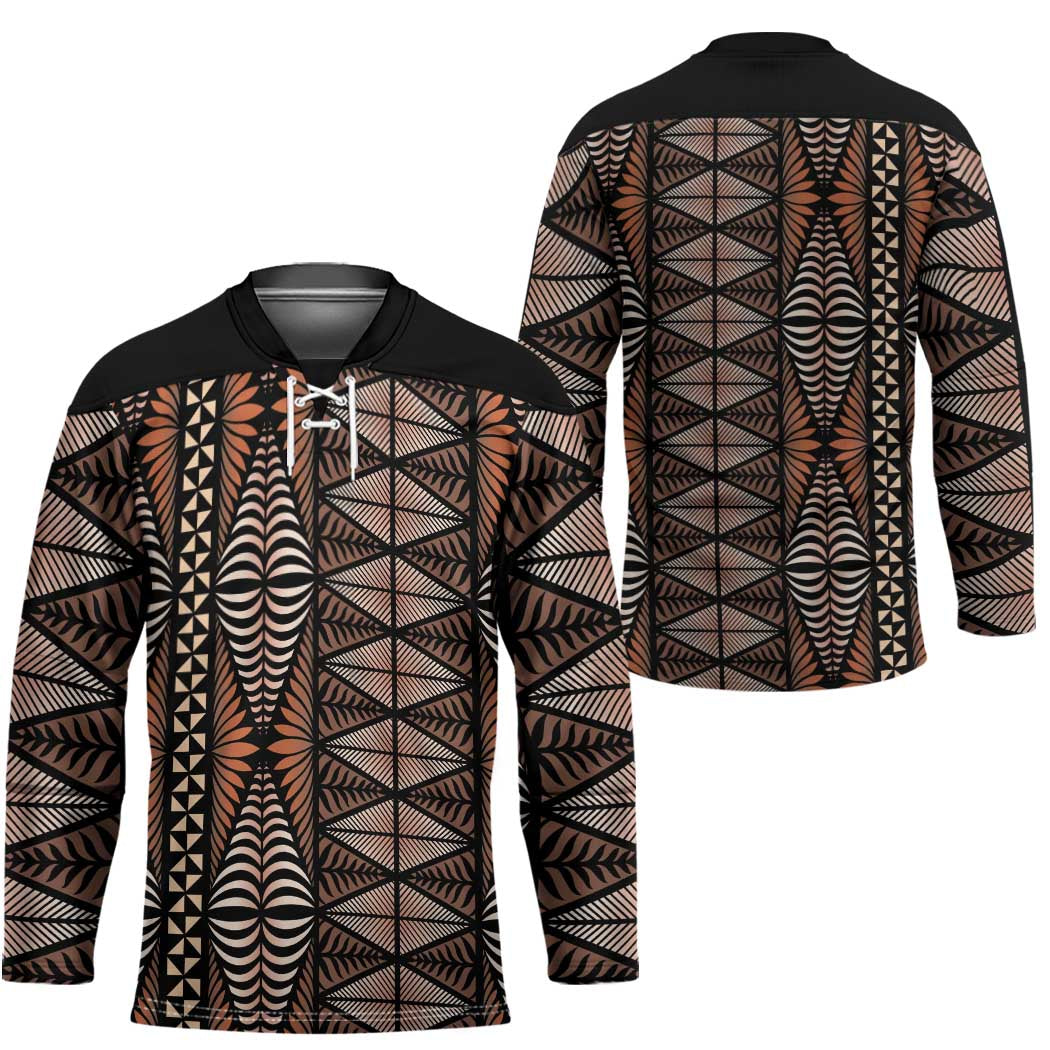 Malo e lelei Tonga Hockey Jersey Tongan Ngatu Vintage Brown LT14 - Polynesian Pride