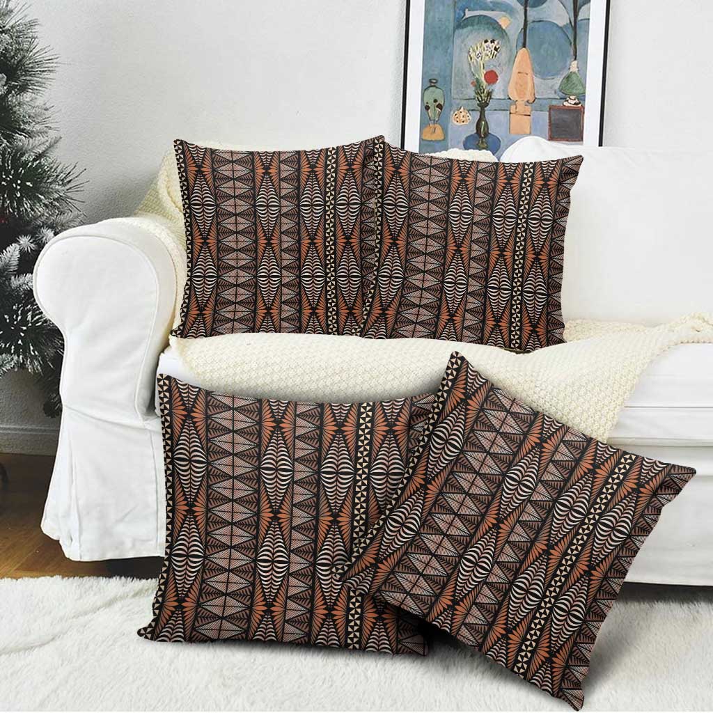 Malo e lelei Tonga Pillow Cover Tongan Ngatu Vintage Brown - Polynesian Pride