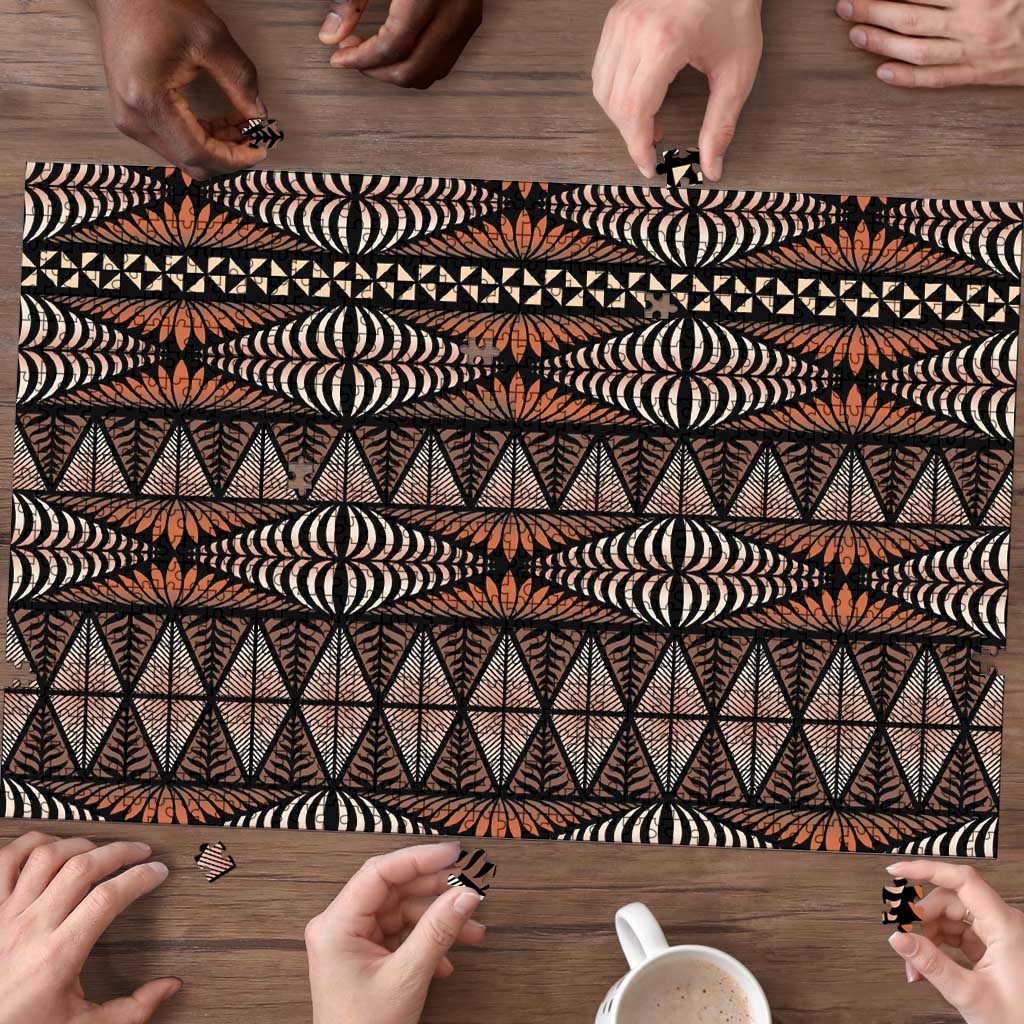 Malo e lelei Tonga Puzzle Tongan Ngatu Vintage Brown - Polynesian Pride
