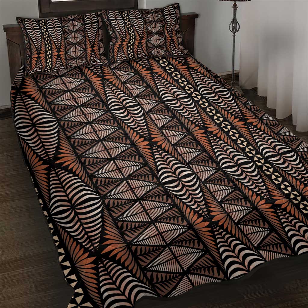 Malo e lelei Tonga Quilt Bed Set Tongan Ngatu Vintage Brown LT14 Brown - Polynesian Pride