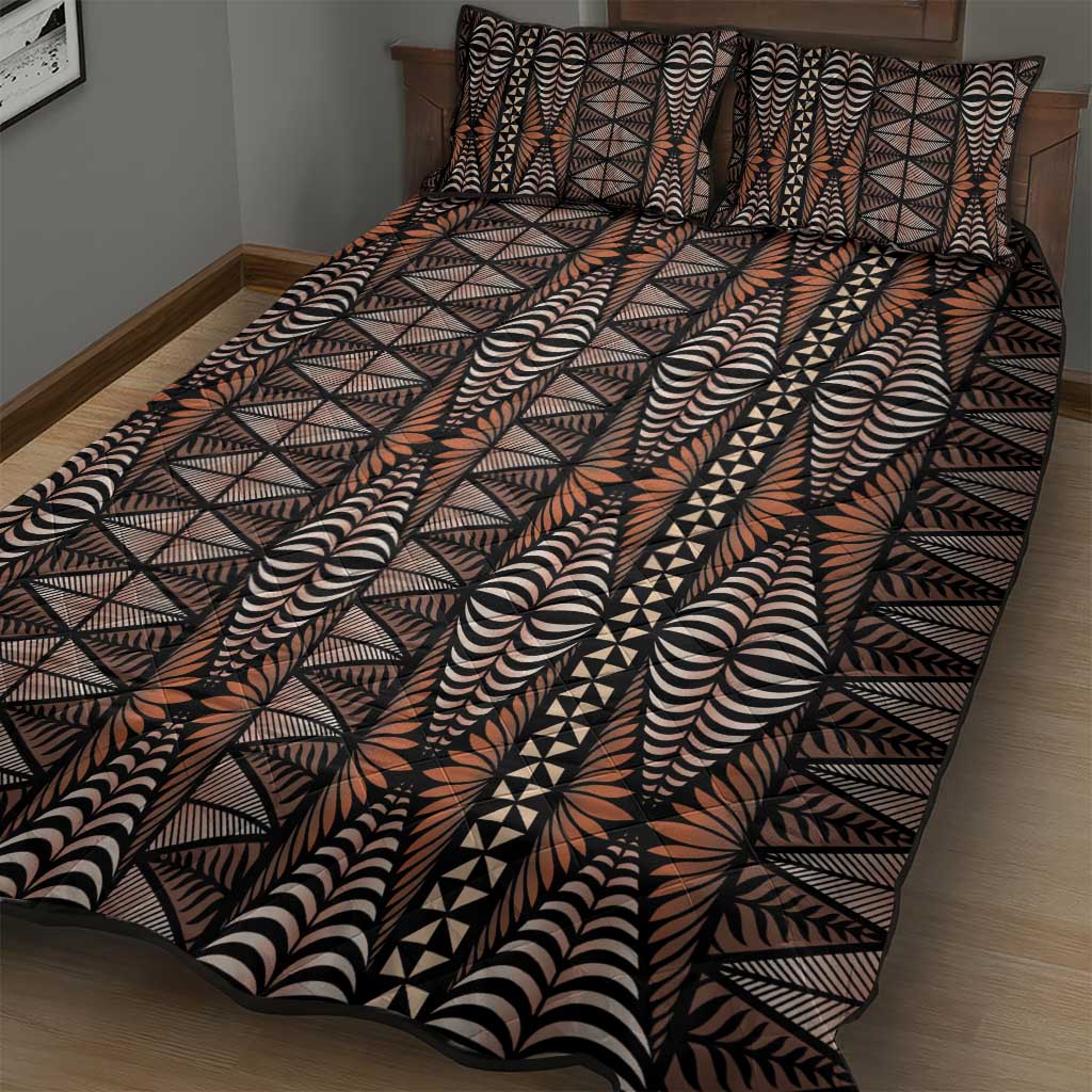Malo e lelei Tonga Quilt Bed Set Tongan Ngatu Vintage Brown LT14 - Polynesian Pride