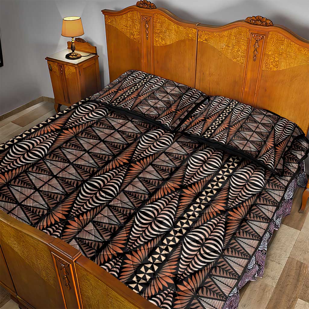 Malo e lelei Tonga Quilt Bed Set Tongan Ngatu Vintage Brown LT14 - Polynesian Pride