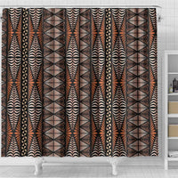 Malo e lelei Tonga Shower Curtain Tongan Ngatu Vintage Brown - Polynesian Pride