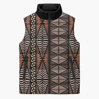 Malo e lelei Tonga Sleeveless Puffer Jacket Tongan Ngatu Vintage Brown - Polynesian Pride