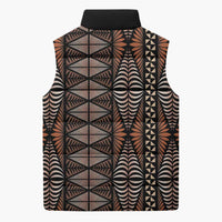 Malo e lelei Tonga Sleeveless Puffer Jacket Tongan Ngatu Vintage Brown - Polynesian Pride