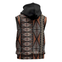 Malo e lelei Tonga Sleeveless Zip Hoodie Tongan Ngatu Vintage Brown - Polynesian Pride