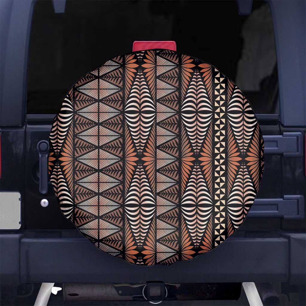 Malo e lelei Tonga Spare Tire Cover Tongan Ngatu Vintage Brown - Polynesian Pride