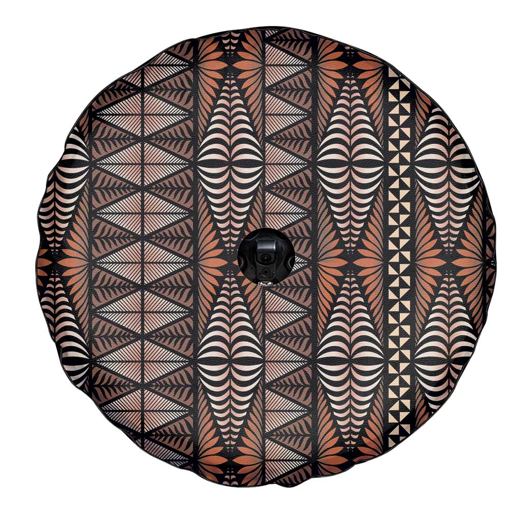 Malo e lelei Tonga Spare Tire Cover Tongan Ngatu Vintage Brown - Polynesian Pride