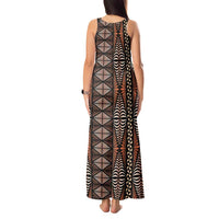 Malo e lelei Tonga Tank Maxi Dress Tongan Ngatu Vintage Brown - Polynesian Pride