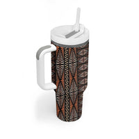 Malo e lelei Tonga Tumbler With Handle Tongan Ngatu Vintage Brown - Polynesian Pride