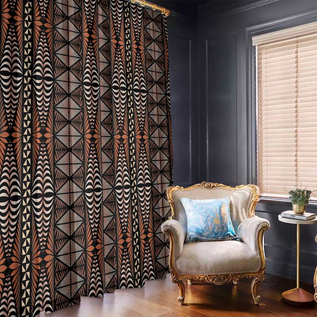 Malo e lelei Tonga Window Curtain Tongan Ngatu Vintage Brown - Polynesian Pride