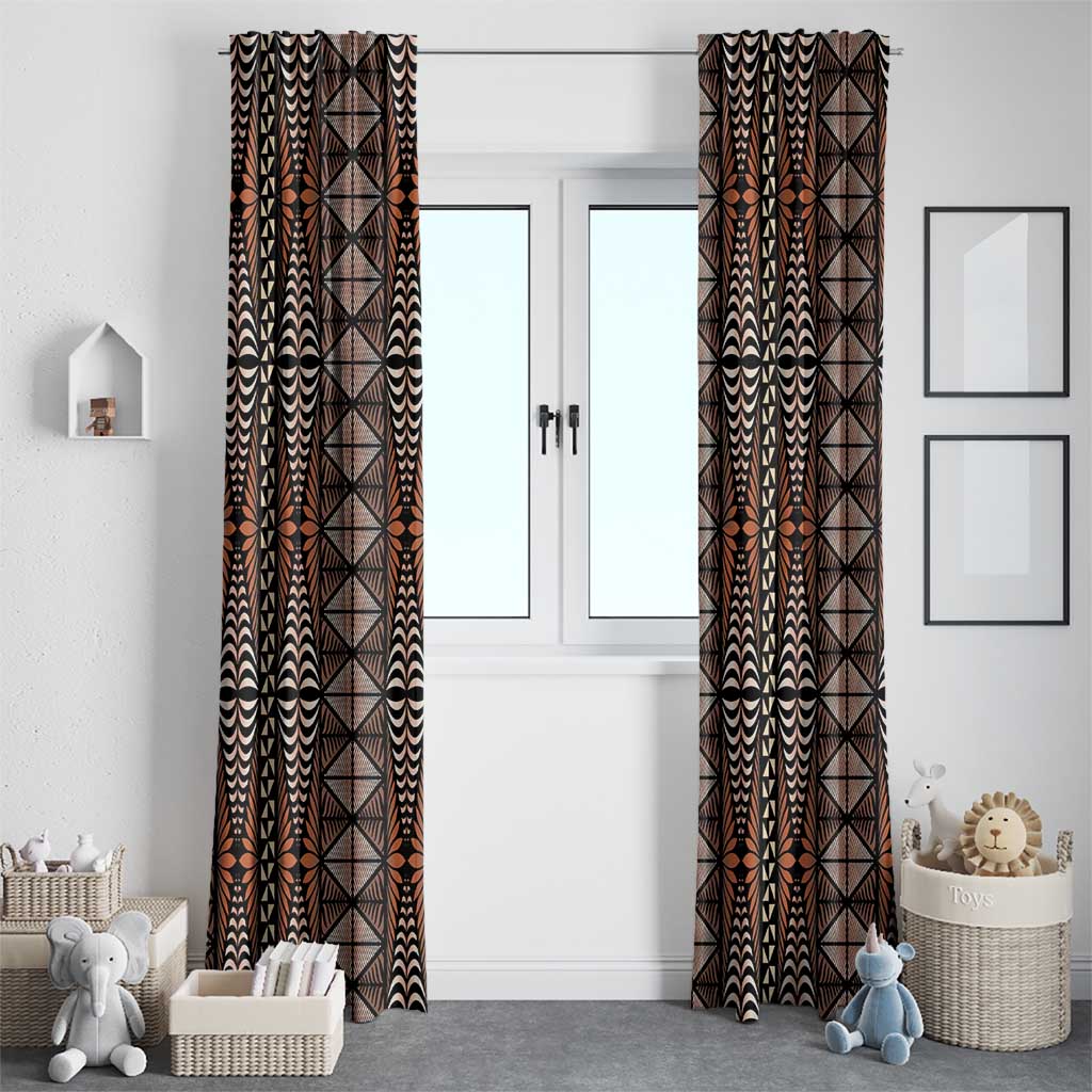 Malo e lelei Tonga Window Curtain Tongan Ngatu Vintage Brown - Polynesian Pride